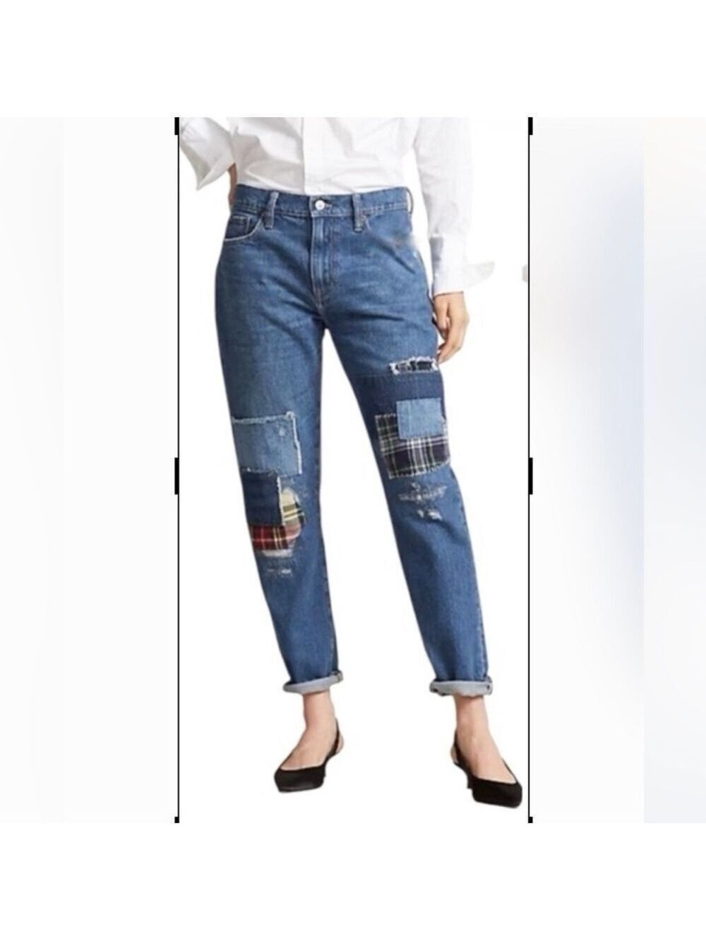 NWT Polo Ralph Lauren Patchwork The Slim Boyfriend Jeans Rope Dyed Size 31 NEW